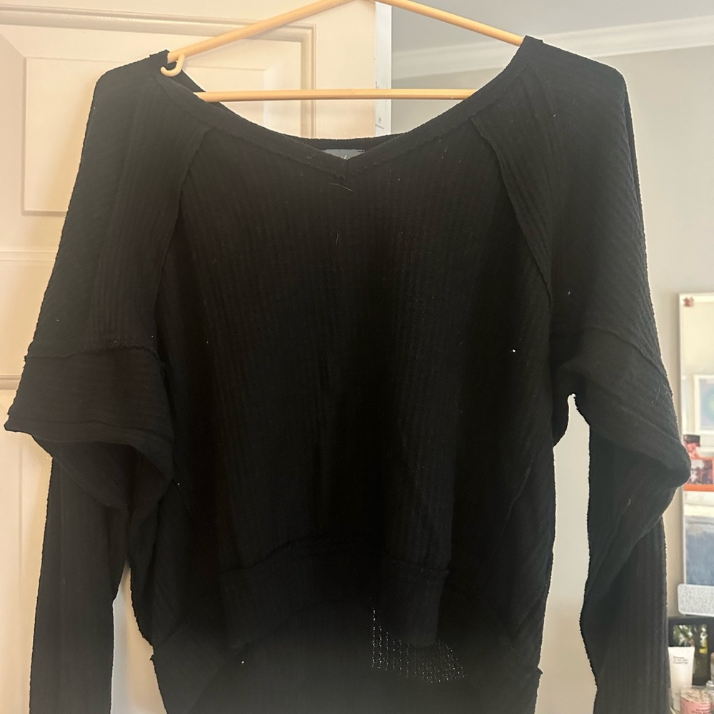 Black Ribbed Knit Sweater